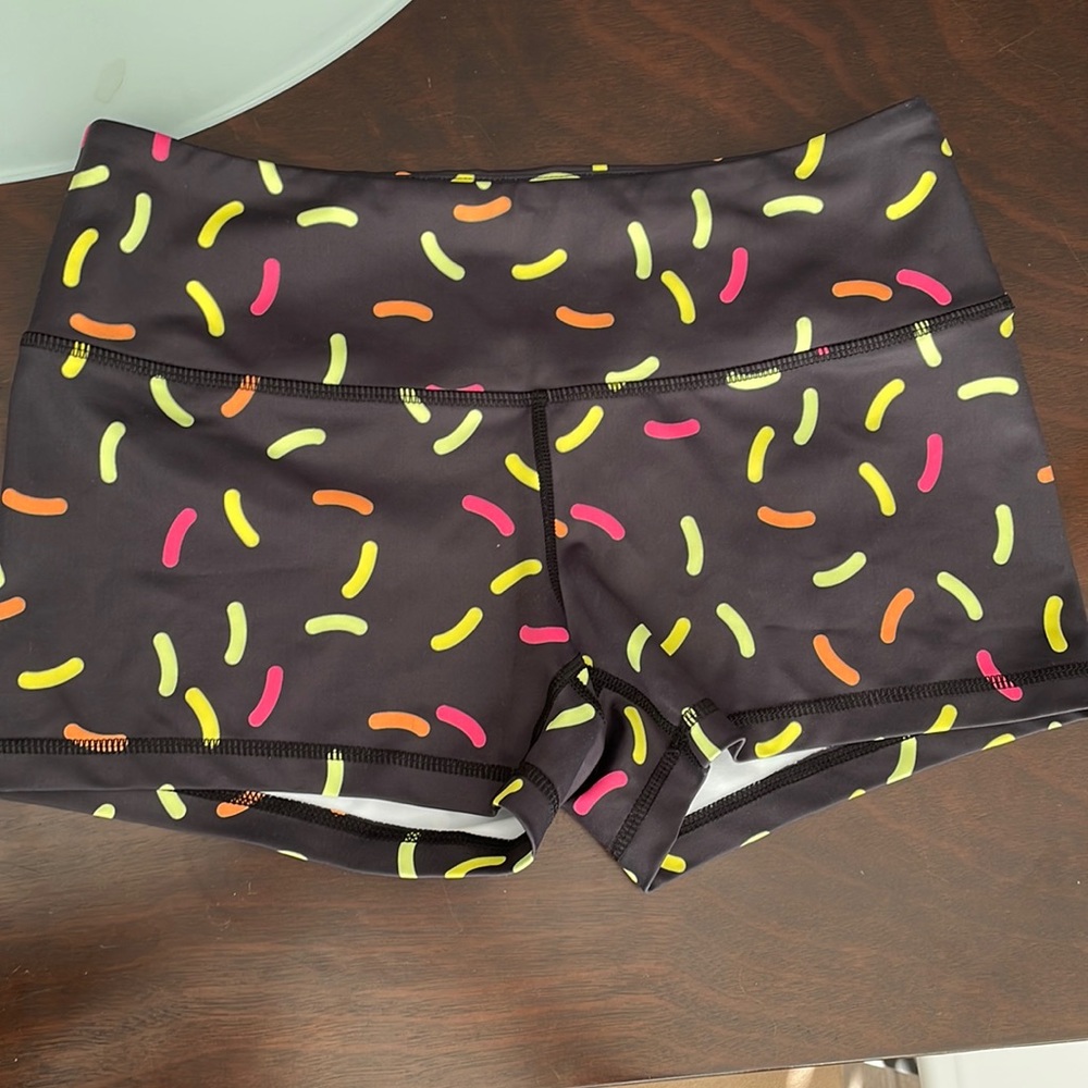 FEED ME FIGHT ME - spandex shorts size small - sprinkle pattern
